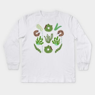 Frog and Seaweed Donuts Kids Long Sleeve T-Shirt